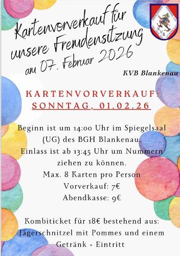 Kartenvorverkauf für unsere Fremdensitzung